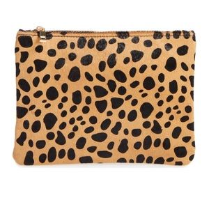 BP. Leopard Print Genuine Calf Hair Pouch